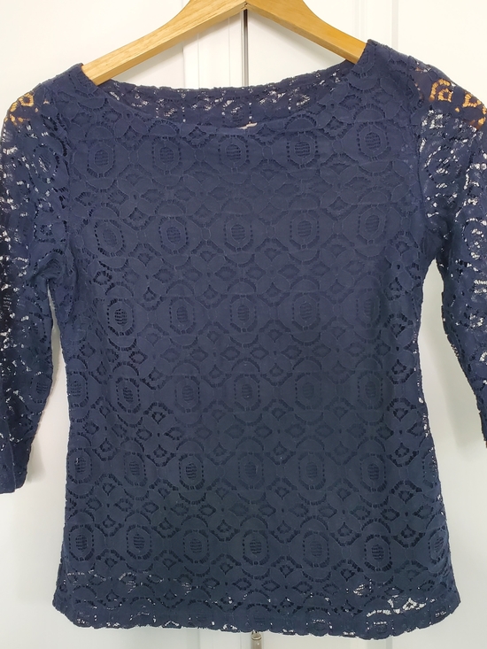 Banana Republic Tops - Banana Republic Women's Lace Blouse, Navy (Size 0P)